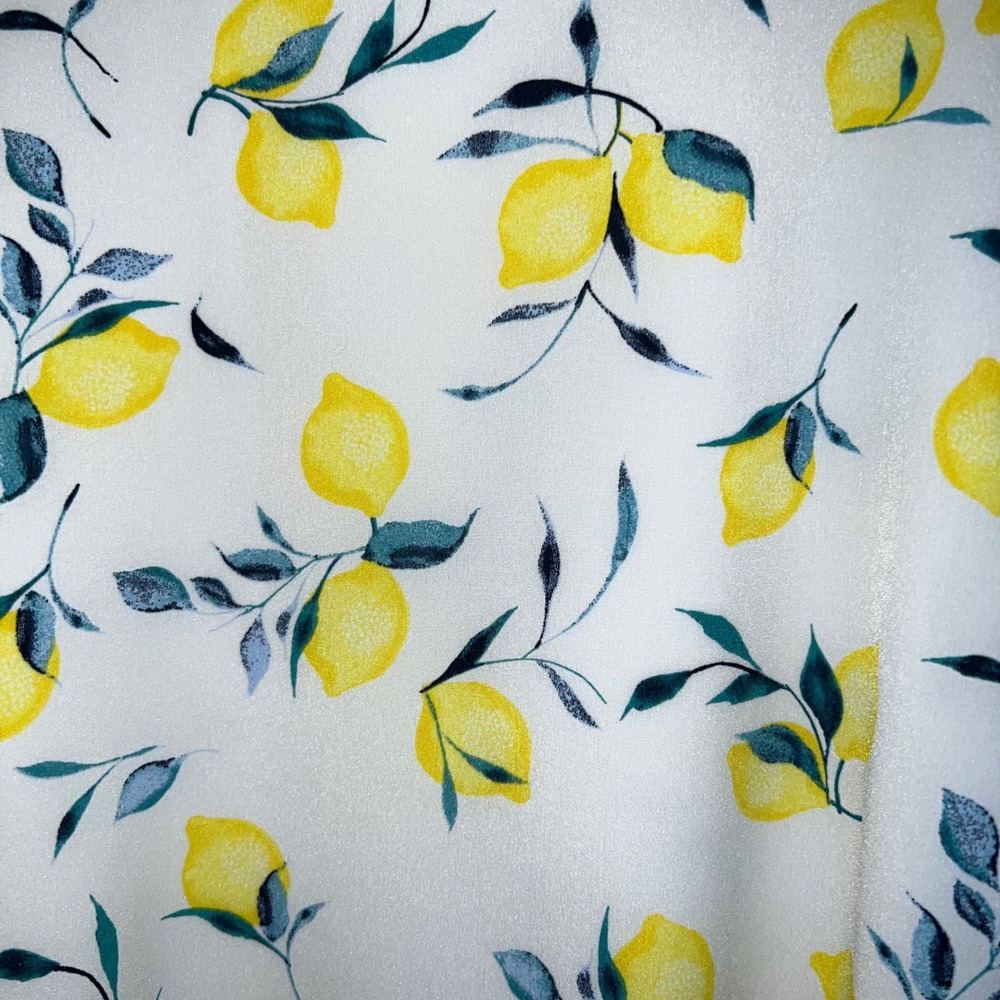 Banana Republic Lemon Print Mini Dress Size 14 White Yellow Ruffle Tie Waist - Picture 9 of 15